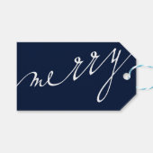 Blauw Zeer Vrolijk Aangepaste Foto Kerstmis Cadeaulabel (Voorkant (Horizontaal))