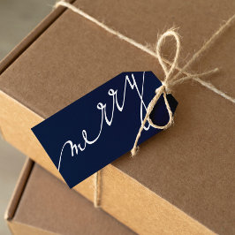 Blauw Zeer Vrolijk Aangepaste Foto Kerstmis Cadeaulabel