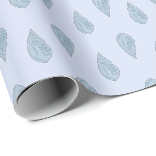 Blauw Zeeschelp Patroon . Cadeaupapier (Rol Hoek)