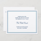 Blauw zeeschelp trouwfeest receptie enclosure informatiekaartje (Voorkant / Achterkant)