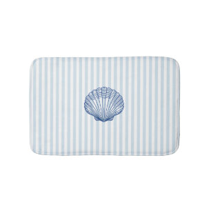 Blauw Zeeschelpschilderij Nautisch Blauw Streep Badmat