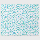 Blauw Zeester Zomer Kust Bruiloft Naadloos Cadeau Cadeaupapier (Vlak)