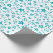 Blauw Zeester Zomer Kust Bruiloft Naadloos Cadeau Cadeaupapier (Hoek)