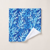 Blauw zeewier Kusttextiel Patroon Bad Handdoek (Wasdoekje)
