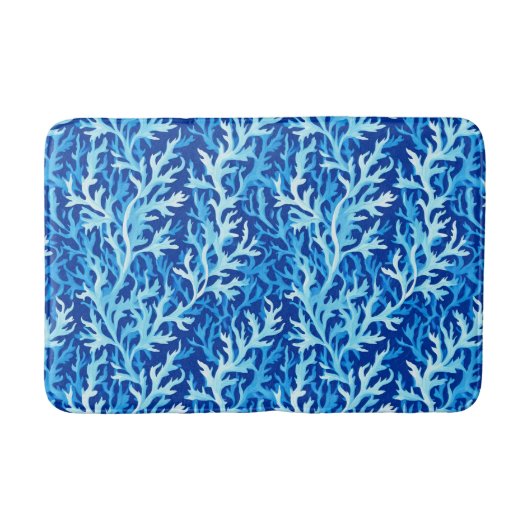 Blauw zeewier Kusttextiel Patroon Badmat (Voorkant)