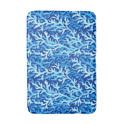 Blauw zeewier Kusttextiel Patroon Badmat (Voorkant Verticaal)