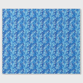 Blauw zeewier Kusttextiel Patroon Cadeaupapier (Vlak)