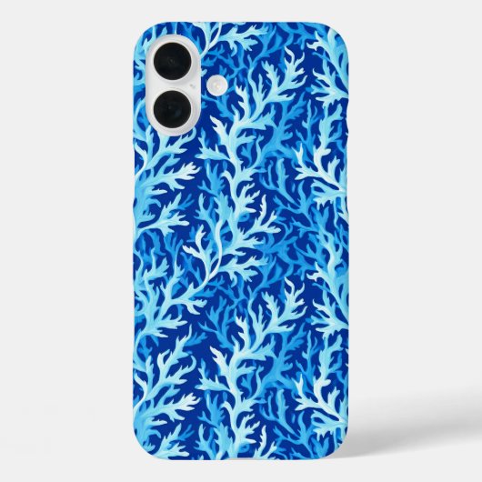 Blauw zeewier Kusttextiel Patroon Case-Mate iPhone Case (Achterkant)