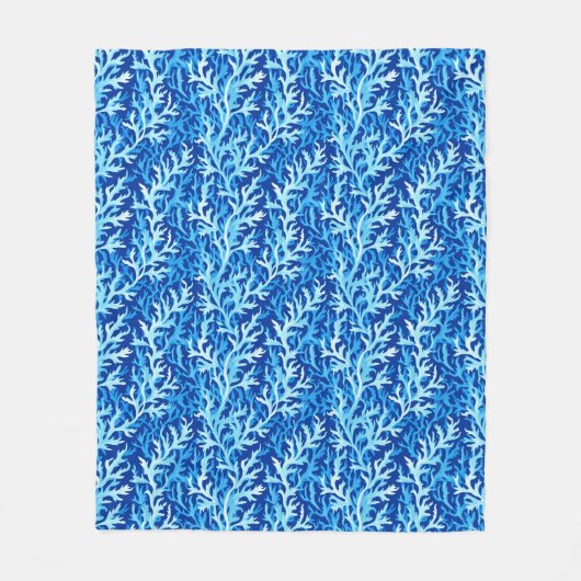 Blauw zeewier Kusttextiel Patroon Fleece Deken (Voorkant)