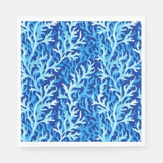 Blauw zeewier Kusttextiel Patroon Servet (Voorkant)