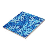 Blauw zeewier Kusttextiel Patroon Tegeltje (Zijkant)