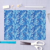 Blauw zeewier Kusttextiel Patroon Tissuepapier (Craft)