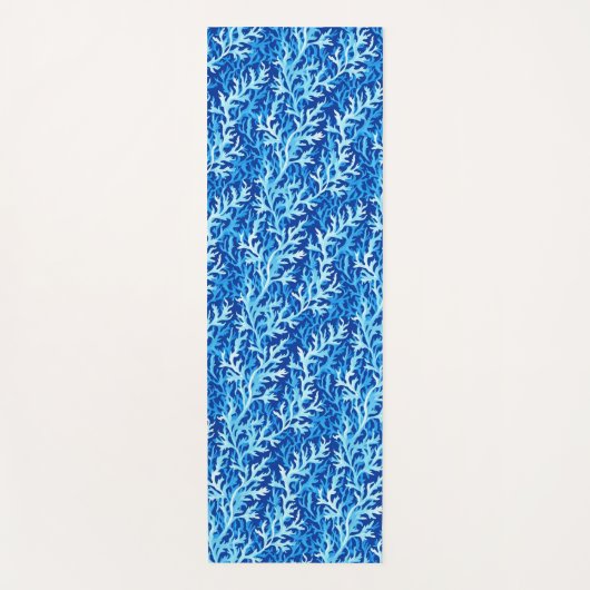 Blauw zeewier Kusttextiel Patroon Yogamat (Voorkant)