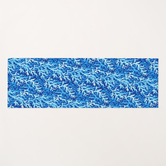 Blauw zeewier Kusttextiel Patroon Yogamat (Voorkant (horizontaal))