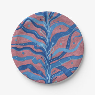 Blauw zeewier onderwater Plant Absract Floral Papieren Bordje