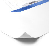 Blauw Zeilboot Aquarel Kunst Poster (Hoek)