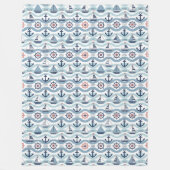 Blauw Zeilboot- en Ankerpatroon ID1258 Fleece Deken (Voorkant)