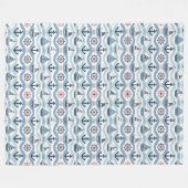 Blauw Zeilboot- en Ankerpatroon ID1258 Fleece Deken (Voorkant (Horizontaal))