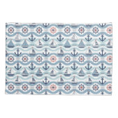 Blauw Zeilboot- en Ankerpatroon ID1258 Kussensloop (Achterkant)