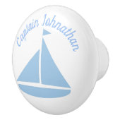 Blauw zeilboot Nautical Custom Keramische Knop (Rechts)