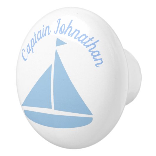 Blauw zeilboot Nautical Custom Keramische Knop (Rechts)