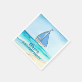 Blauw Zeilboot Verjaardagsfeest Servet (Hoek)