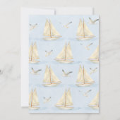 Blauw Zeilboot Zeilen In Een 1e Verjaardag Kaart (Achterkant)