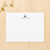 Blauw zeilbootje kids persoonlijk stationery vlak notitiekaartje