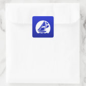 Blauw zeilen vierkante sticker (Tas)