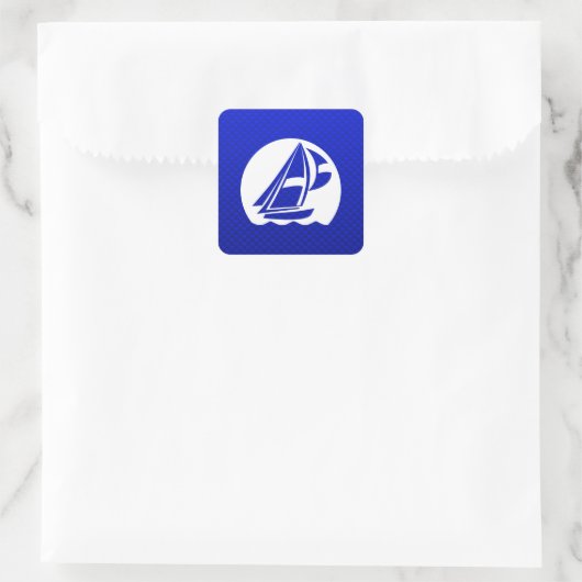 Blauw zeilen vierkante sticker (Tas)