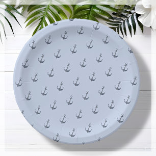 Blauw zeilthema anker   BABY SHOWER Papieren Bordje