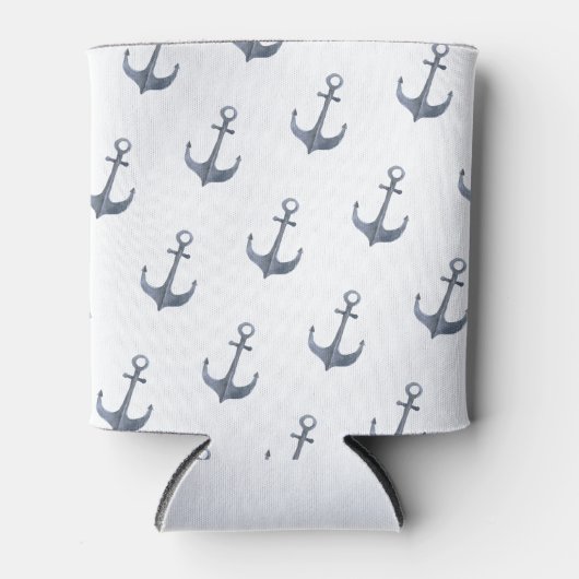 Blauw zeilthema anker | blikjeskoeler (Voorkant)