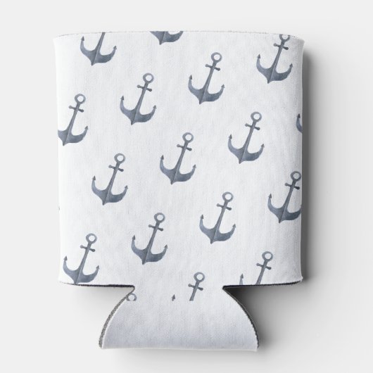 Blauw zeilthema anker | blikjeskoeler (Achterkant)