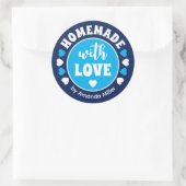 Blauw zelfgemaakt met liefde Vaderdag bakken Ronde Sticker (Tas)