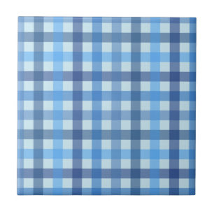 Blauw zes-kleurig geruit patroon keramiektegel tegeltje
