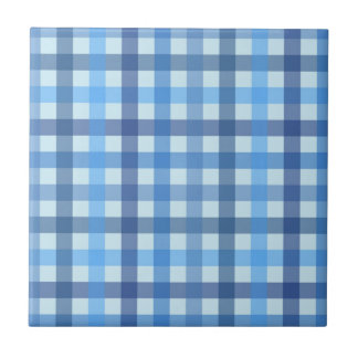 Blauw zes-kleurig geruit patroon keramiektegel tegeltje