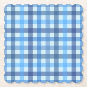 Blauw zes-kleurig geruit patroon papier coaster kartonnen onderzetters