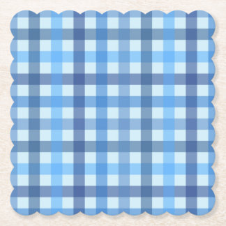 Blauw zes-kleurig geruit patroon papier coaster kartonnen onderzetters