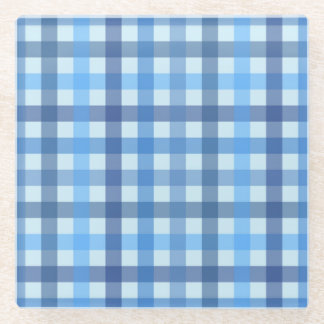 Blauw zes-kleurig gingham patroon glazen onderzett onderzetter