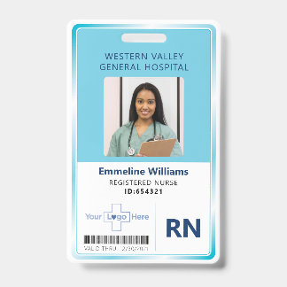 Blauw ziekenhuis verpleegster personeel foto ID Badge