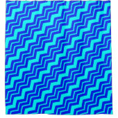 Blauw Zig Zag Chevron Patroon Design Douchegordijn (Voorkant)