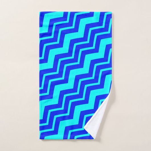 Blauw Zig Zag Chevron Patroon Design Handdoek (Handdoek)