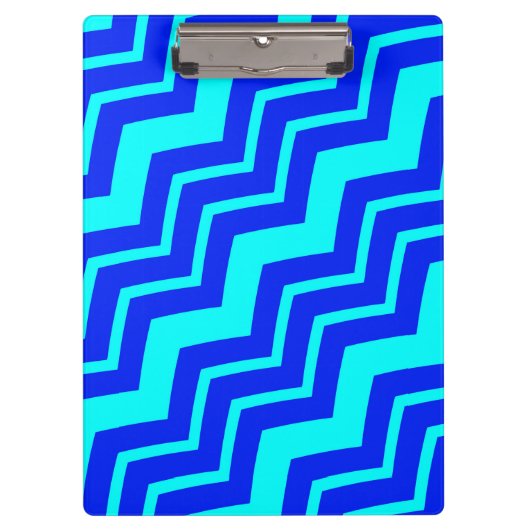 Blauw Zig Zag Chevron Patroon Design Klembord (Voorkant)