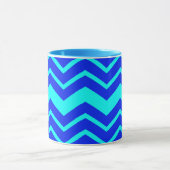 Blauw Zig Zag Chevron Patroon Design Mok (Midden)