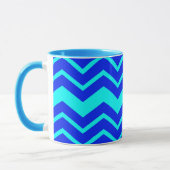 Blauw Zig Zag Chevron Patroon Design Mok (Links)