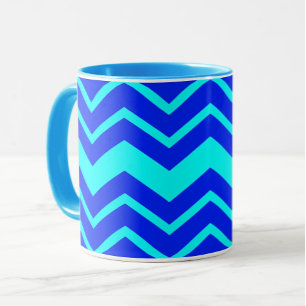 Blauw Zig Zag Chevron Patroon Design Mok