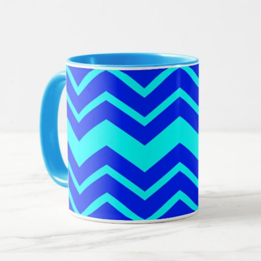 Blauw Zig Zag Chevron Patroon Design Mok