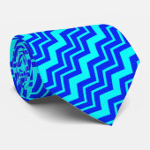 Blauw Zig Zag Chevron Patroon Design Stropdas (Opgerold)