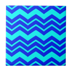 Blauw Zig Zag Chevron Patroon Design Tegeltje