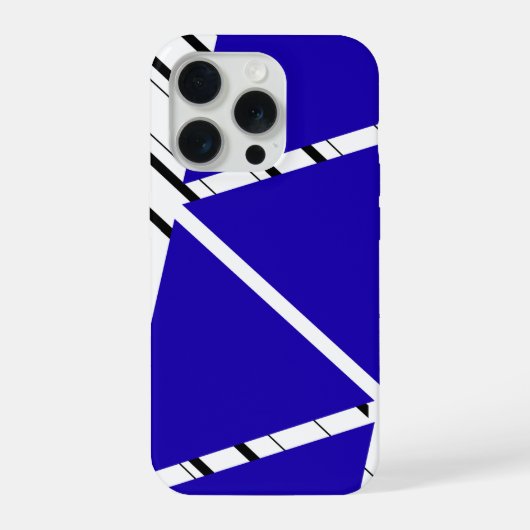 Blauw Zig Zag Patroon iPhone Hoesje 15 Pro Case (Achterkant)
